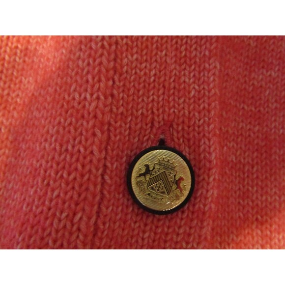 Talbots Honeysuckle Cardigan Flap Pockets V Neck Coral Button Front Sweater Sz L - Picture 7 of 9